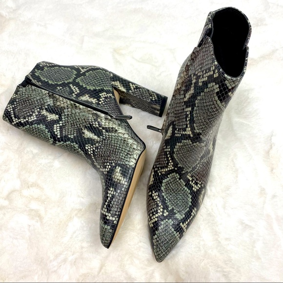 Sam Edelman Raelle Ankle Boot Snake Skin Sz. 8M NWB Green/Black Pointed Toe Shoe - Picture 7 of 11